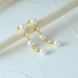 925 Silver Fringed Pearls Zircon Drop Earrings 18K Jewelry