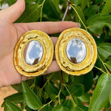 Golden Round Geometric Earrings for Women