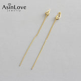 925 Silver Chain Long Drop Earrings 14K Female Celebrity Jewelry