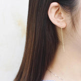 925 Silver Chain Long Drop Earrings 14K Female Celebrity Jewelry
