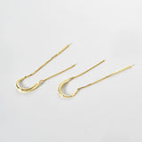 925 Silver Star Tassel Chain Drop Earring Thread Line Fine Jewelry