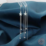 925 Silver Tassel Star Drop Earrings for Women