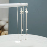 925 Silver Tassel Star Drop Earrings for Women
