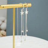 925 Silver Tassel Star Drop Earrings for Women