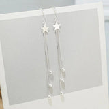 925 Silver Tassel Star Drop Earrings for Women