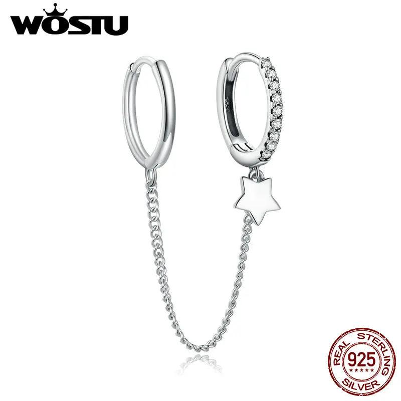 925 Silver Star Whisperer Drop Earrings Clear Cubic Zircon Wedding Jewelry