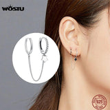 925 Silver Star Whisperer Drop Earrings Clear Cubic Zircon Wedding Jewelry