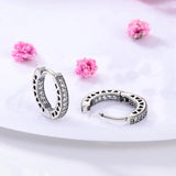 Heart Hoop Earrings CZ Zircon Silver Jewelry Gift