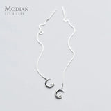Moon Long Chain Dangle Earrings 925 Sterling Silver Jewelry