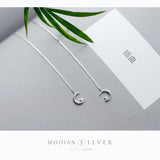 Moon Long Chain Dangle Earrings 925 Sterling Silver Jewelry