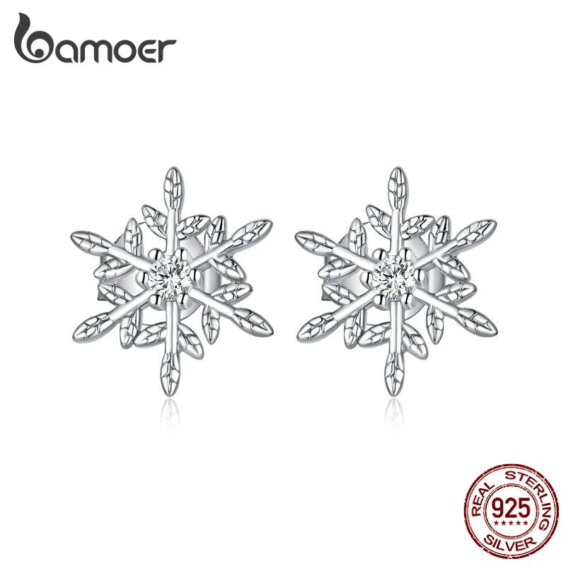 925 Silver Snowflakes Earrings for Women Fine Jewelry BSE424