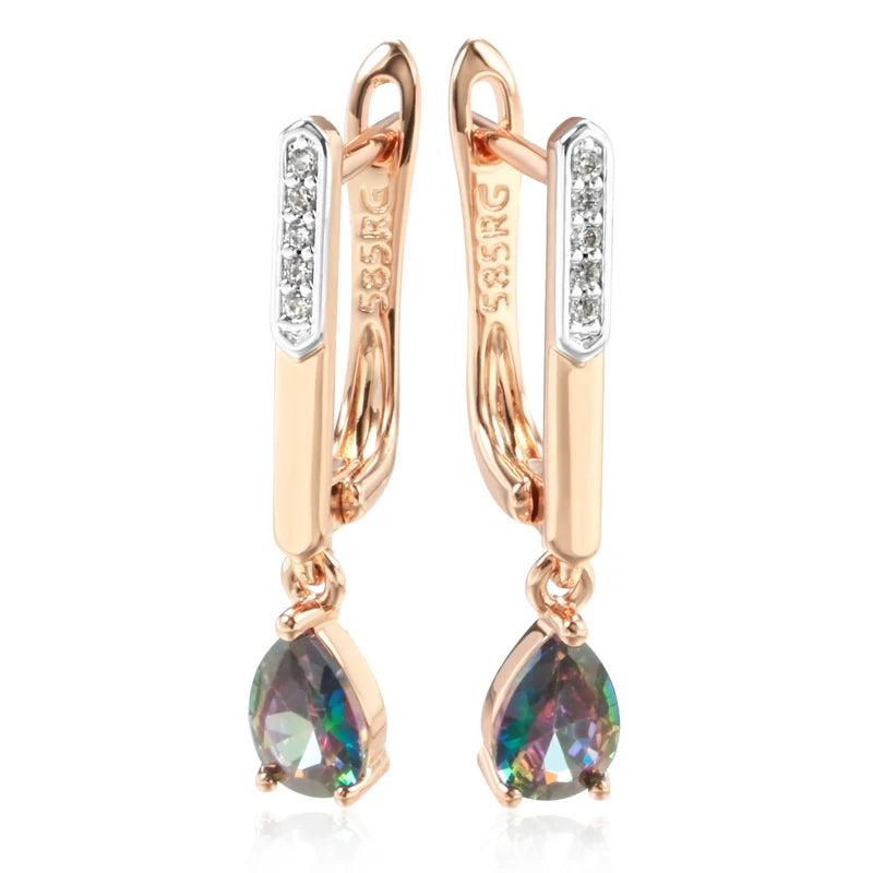 Colorful Natural Zircon Drop Earrings 585 Rose Silver Mix Wedding Party Daily