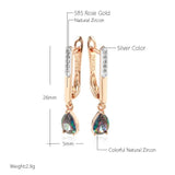 Colorful Natural Zircon Drop Earrings 585 Rose Silver Mix Wedding Party Daily