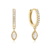925 Silver Horse Eye Zircon Drop Earrings Women Circle Wedding Jewelry