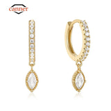 925 Silver Horse Eye Zircon Drop Earrings Women Circle Wedding Jewelry