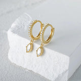 925 Silver Horse Eye Zircon Drop Earrings Women Circle Wedding Jewelry