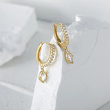 925 Silver Horse Eye Zircon Drop Earrings Women Circle Wedding Jewelry