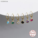 925 Sterling Silver Multicolor Zircon Drop Earrings for Women
