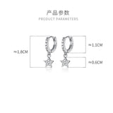 925 Silver Star Crystal Drop Earrings Party Jewelry Gift