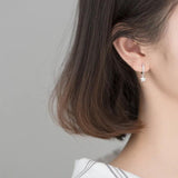 925 Silver Star Crystal Drop Earrings Party Jewelry Gift