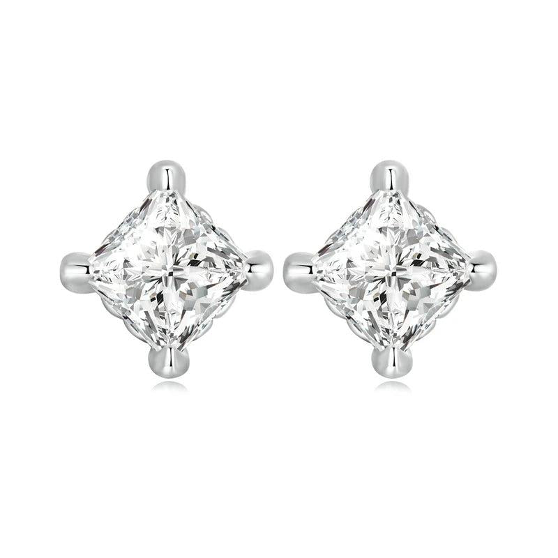 925 Silver Square Zircon Drop Earrings for Women