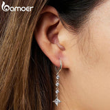 925 Silver Square Zircon Drop Earrings for Women