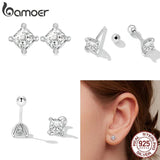 925 Silver Square Zircon Drop Earrings for Women