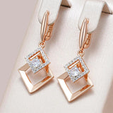 Kinel 585 Rose Silver Mix Drop Earrings Natural Zircon Fine Jewelry