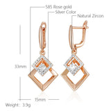 Kinel 585 Rose Silver Mix Drop Earrings Natural Zircon Fine Jewelry