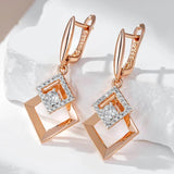 Kinel 585 Rose Silver Mix Drop Earrings Natural Zircon Fine Jewelry