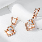 Kinel 585 Rose Silver Mix Drop Earrings Natural Zircon Fine Jewelry