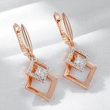 Kinel 585 Rose Silver Mix Drop Earrings Natural Zircon Fine Jewelry
