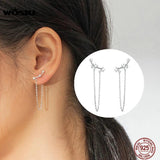 925 Sterling Silver Stars Chain Drop Earrings Long Link Wedding Jewelry