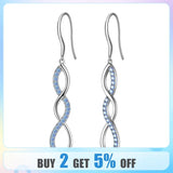 925 Silver Crystal Spiral Hook Earrings Birthstone Women's Earrings