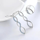 925 Silver Crystal Spiral Hook Earrings Birthstone Women's Earrings