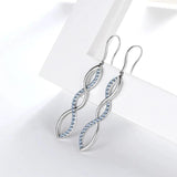 925 Silver Crystal Spiral Hook Earrings Birthstone Women's Earrings