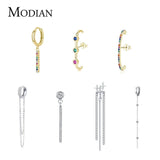 Rainbow CZ Drop Earrings 925 Silver Wedding Jewelry