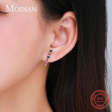 Rainbow CZ Drop Earrings 925 Silver Wedding Jewelry