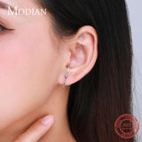 Rainbow CZ Drop Earrings 925 Silver Wedding Jewelry