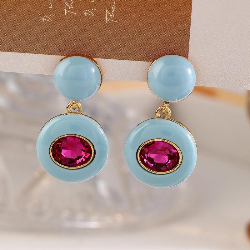 Vintage Purple Earrings 925 Silver Needle for Women Party