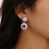 Vintage Purple Earrings 925 Silver Needle for Women Party