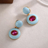 Vintage Purple Earrings 925 Silver Needle for Women Party
