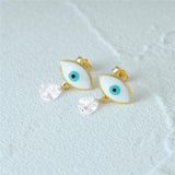925 Silver Evil Eye Zircon Dangle Earrings Women Gift