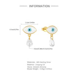 925 Silver Evil Eye Zircon Dangle Earrings Women Gift