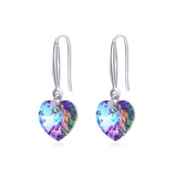 Crystal Heart Drop Earrings 925 Silver Dangle Wedding Jewelry