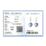 Crystal Heart Drop Earrings 925 Silver Dangle Wedding Jewelry