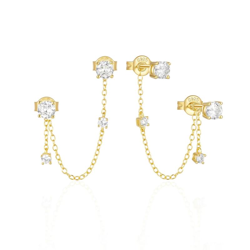 S925 Sterling Tassel Zircon Drop Earrings Women Fine Jewelry