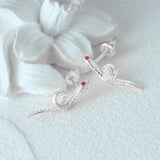 925 Silver Snake Shape Red Eye Zircon Earrings
