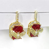 Ruby Butterfly Earrings Crystal Zircon Flower Wedding Jewelry
