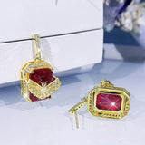 Ruby Butterfly Earrings Crystal Zircon Flower Wedding Jewelry